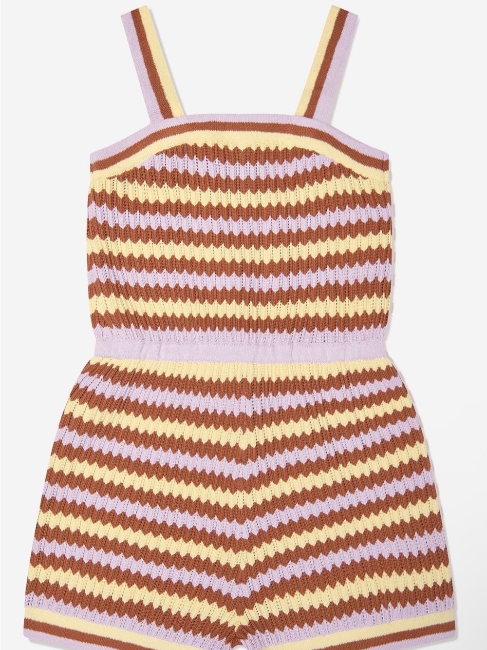 Zimmermann Girls Pop Textured Knit Playsuit in Multicolour - Yellow & Lavender - Picture 2 of 6